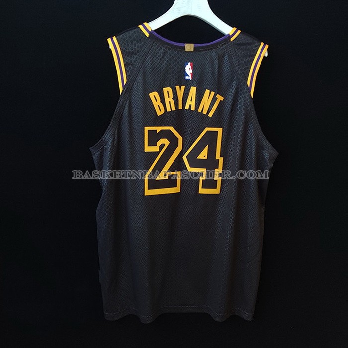 Maillot Los Angeles Lakers Kobe Bryant NO 24 Black Mamba Authentique Noir